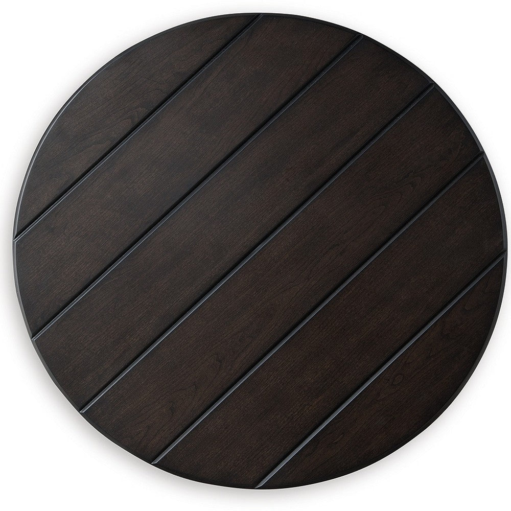 Ashley Liu Side End Table w Bottom Shelf | 26’’ Round Cherry Brown Plank Top BM327847