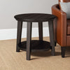 Ashley Liu Side End Table w Bottom Shelf | 26" Round Cherry Brown Plank Top