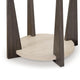 Ashley Miu Side End Table | 24’’ Round Glass Top w Shelf | Brown Angled Base BM327848