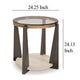 Ashley Miu Side End Table | 24’’ Round Glass Top w Shelf | Brown Angled Base BM327848