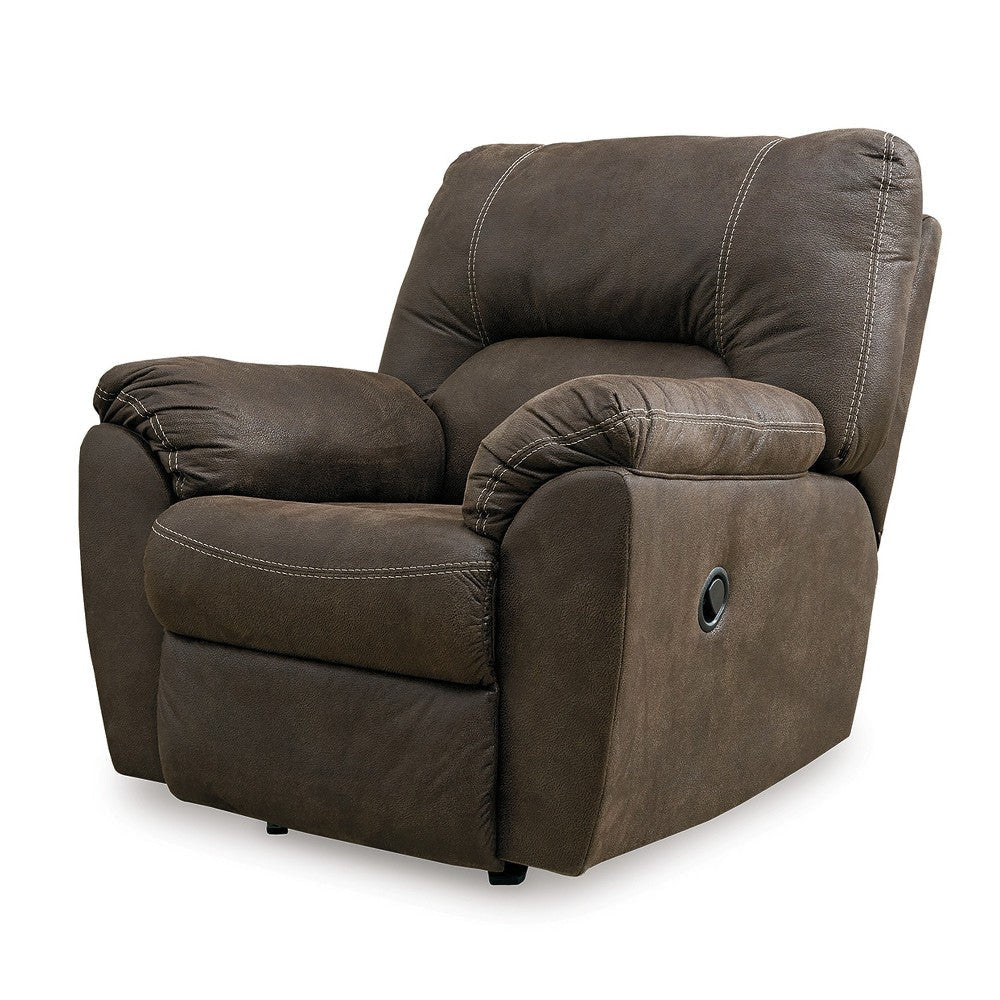Ashley Neal Rocker Recliner Chair Foam Cushions Canyon Brown Faux Leather BM327852