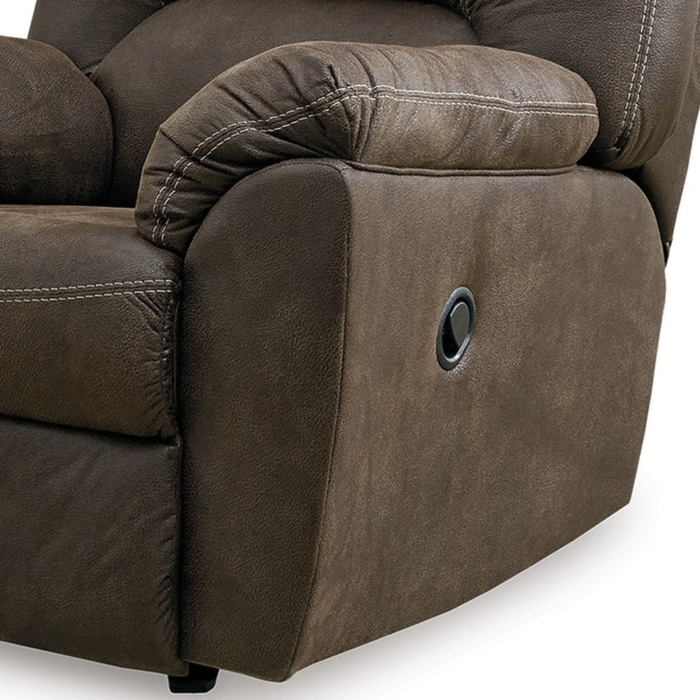 Ashley Neal Rocker Recliner Chair Foam Cushions Canyon Brown Faux Leather BM327852