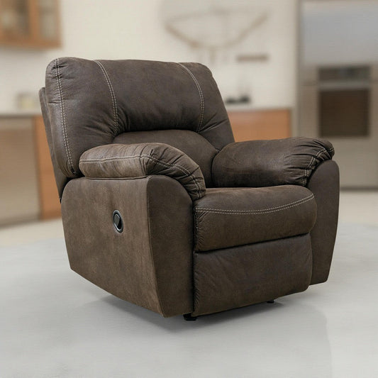 Ashley Neal Rocker Recliner Chair, Foam Cushions, Canyon Brown Faux Leather