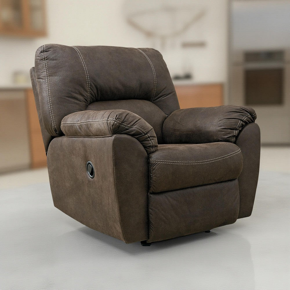 Ashley Neal Rocker Recliner Chair, Foam Cushions, Canyon Brown Faux Leather