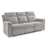 Ashley Jinu Dual Power Recliner Sofa, Ash Gray Polyester Micro Chenille, 86"