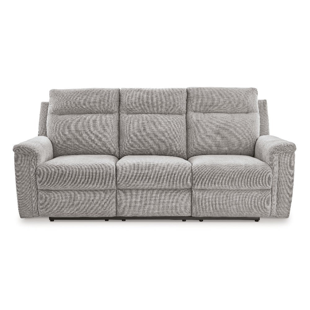 Ashley Jinu Dual Power Recliner Sofa Ash Gray Polyester Micro Chenille 86’’ BM327857