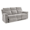 Ashley Jinu Dual Power Recliner Sofa Ash Gray Polyester Micro Chenille 86’’ BM327857