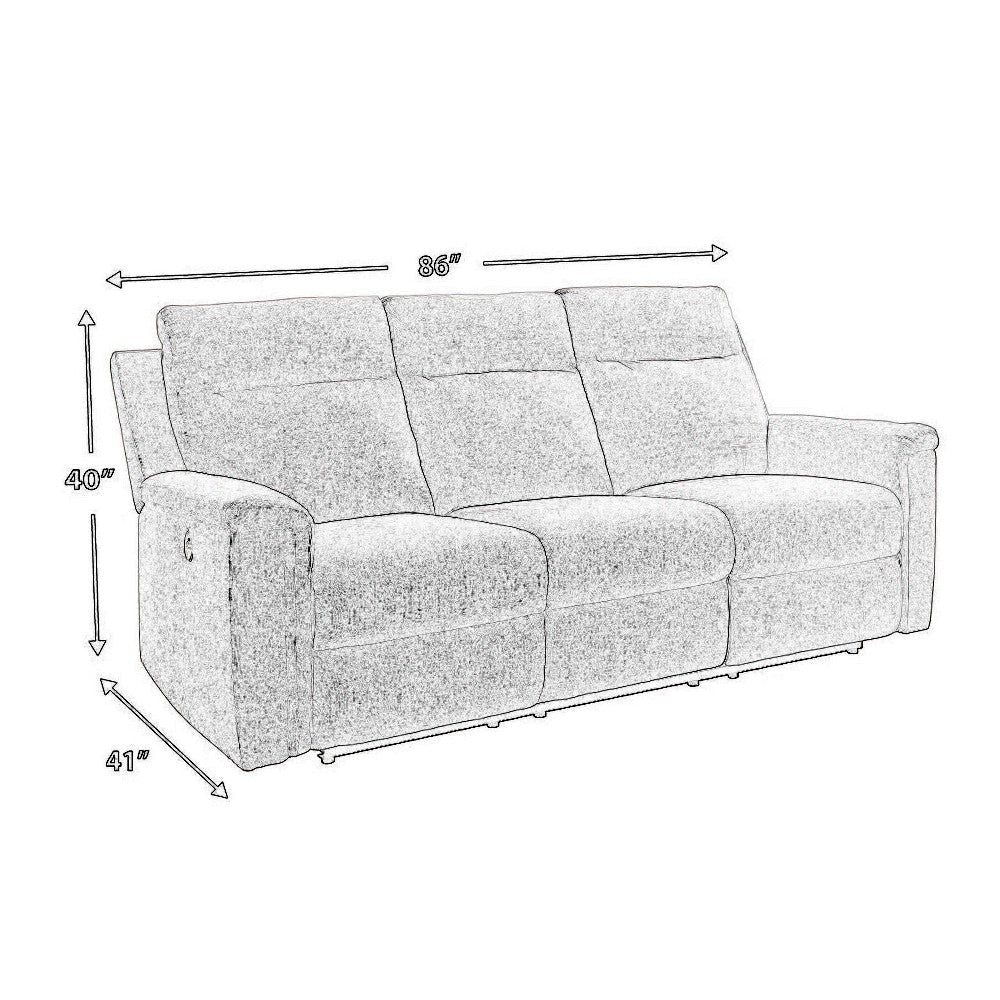 Ashley Jinu Dual Power Recliner Sofa Ash Gray Polyester Micro Chenille 86’’ BM327857