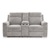 Ashley Jinu Power Recliner Loveseat Ash Gray Polyester Micro Chenille 75’’ BM327858
