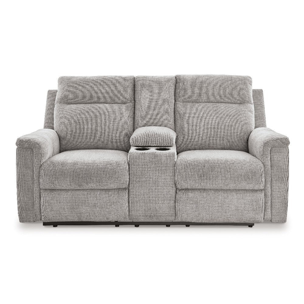 Ashley Jinu Power Recliner Loveseat Ash Gray Polyester Micro Chenille 75’’ BM327858