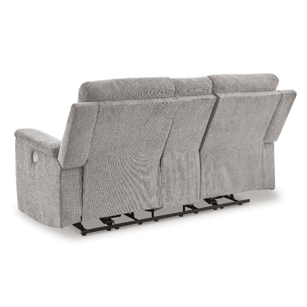 Ashley Jinu Power Recliner Loveseat Ash Gray Polyester Micro Chenille 75’’ BM327858