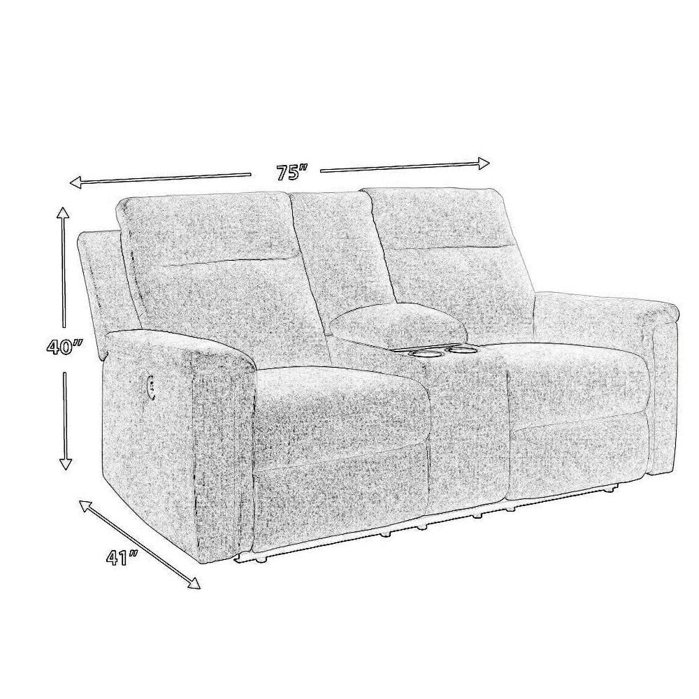 Ashley Jinu Power Recliner Loveseat Ash Gray Polyester Micro Chenille 75’’ BM327858