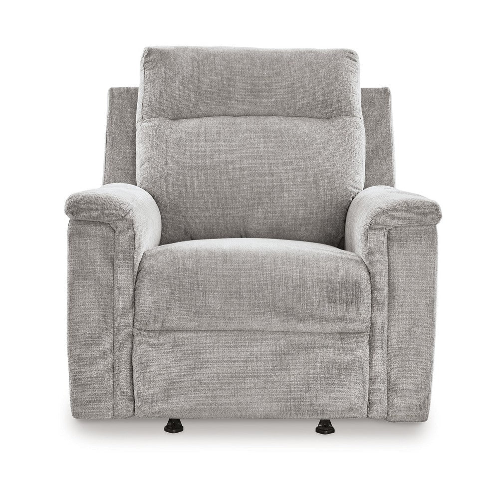 Ashley Jinu Power Recliner Rocker Chair Ash Gray Polyester Micro Chenille BM327859