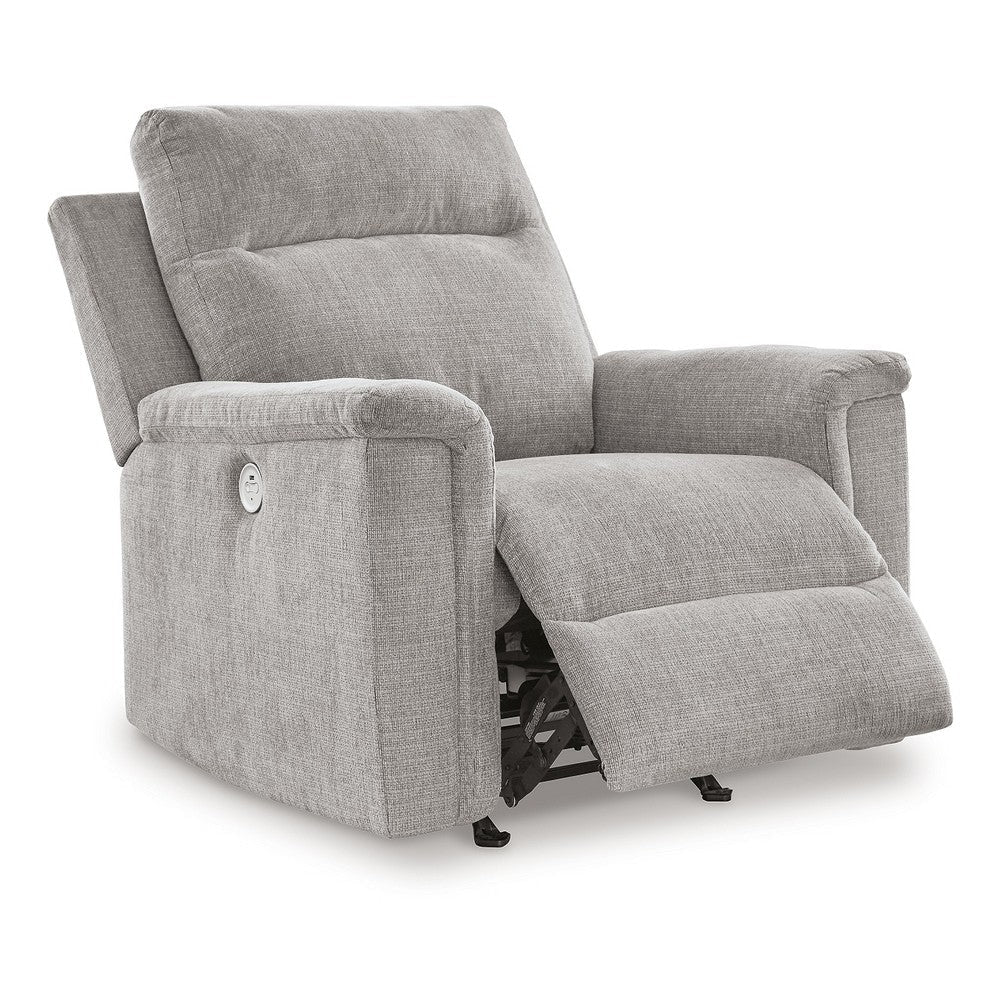 Ashley Jinu Power Recliner Rocker Chair Ash Gray Polyester Micro Chenille BM327859