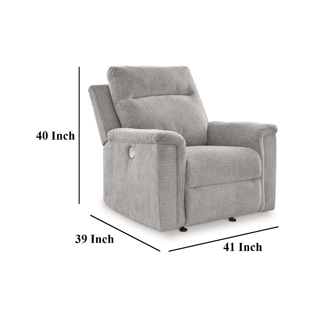 Ashley Jinu Power Recliner Rocker Chair Ash Gray Polyester Micro Chenille BM327859