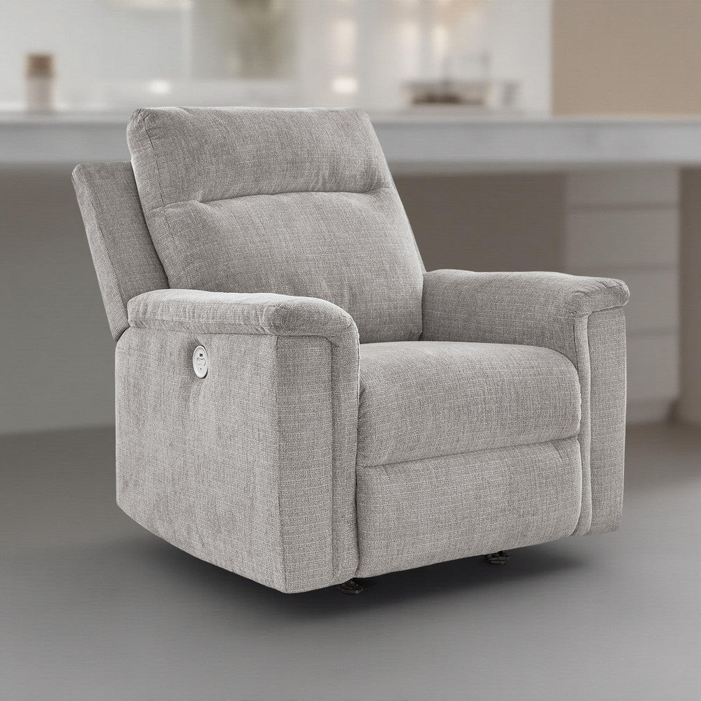 Ashley Jinu Power Recliner Rocker Chair, Ash Gray Polyester Micro Chenille