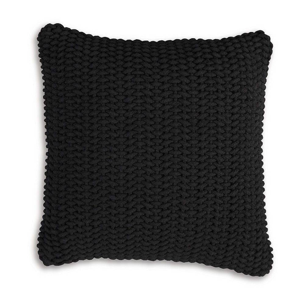 Ashley Rene Square Accent Throw Pillow, Polyfill Black Handwoven Design, 20"