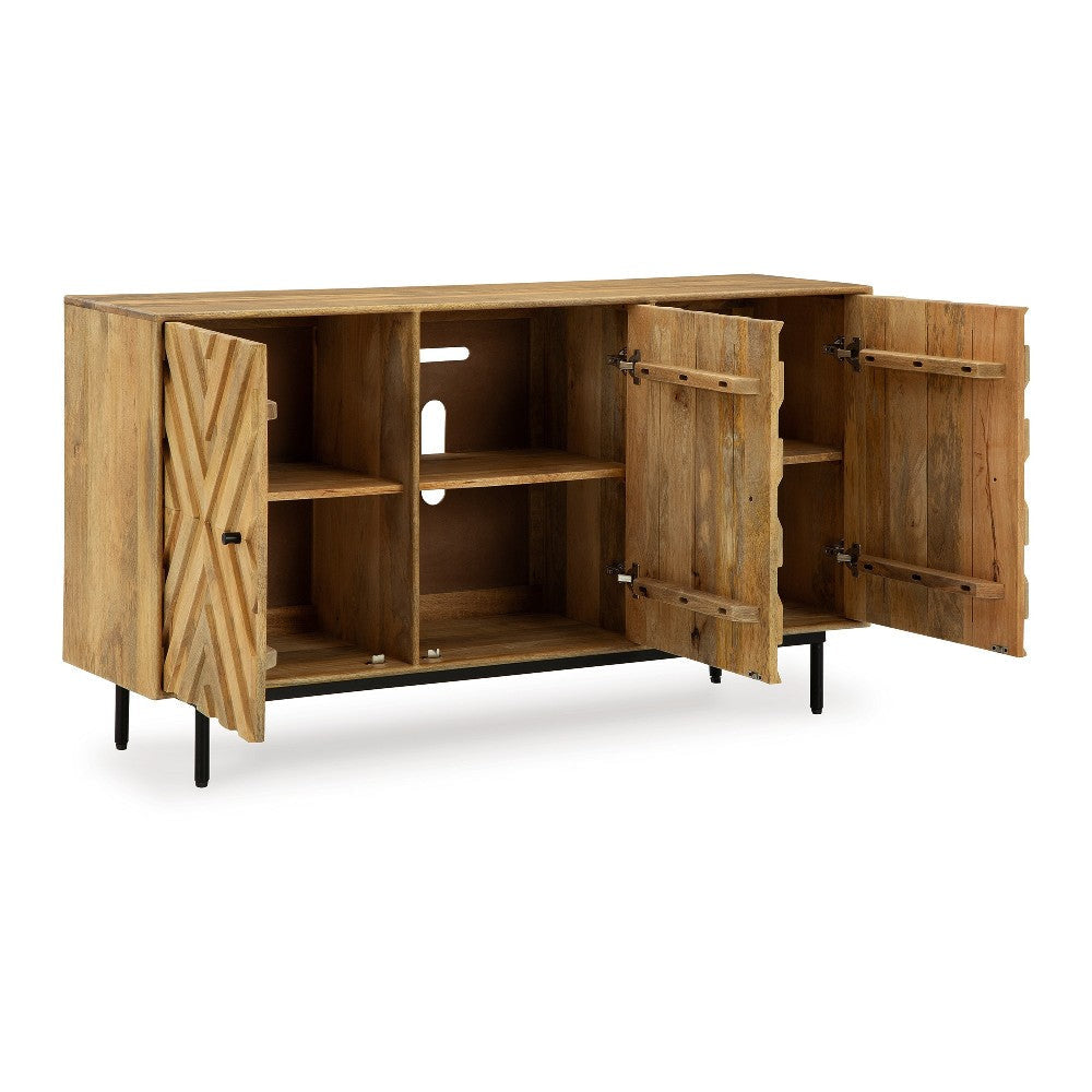 Ashley Sideboard Cabinet Console | Diamond Pattern 3 Doors | Brown 58’’ BM327866