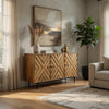 Ashley Sideboard Cabinet Console | Diamond Pattern 3 Doors | Brown 58"
