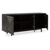 Ashley Sideboard Cabinet Console | 72’’ | 3 Wood w Geometric Inlay | Black BM327868