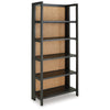 Ashley Bookcase | 70" | 5 Wood Storage Shelves | Black and Brown Solid Wood