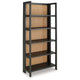 Ashley Bookcase | 70" | 5 Wood Storage Shelves | Black and Brown Solid Wood