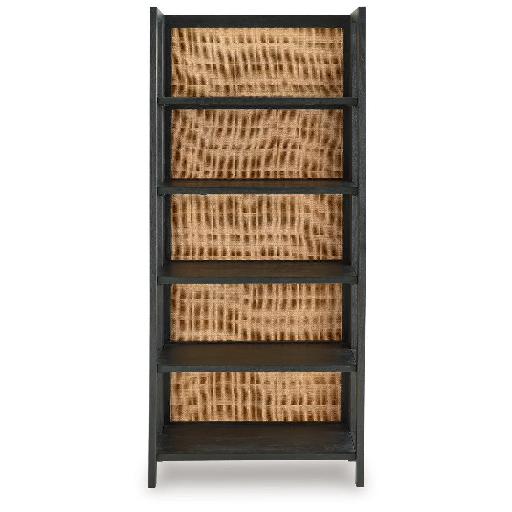 Ashley Bookcase | 70’’ | 5 Wood Storage Shelves | Black and Brown Solid Wood BM327869