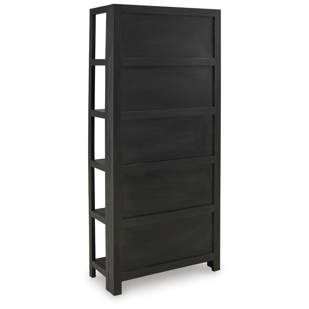 Ashley Bookcase | 70’’ | 5 Wood Storage Shelves | Black and Brown Solid Wood BM327869
