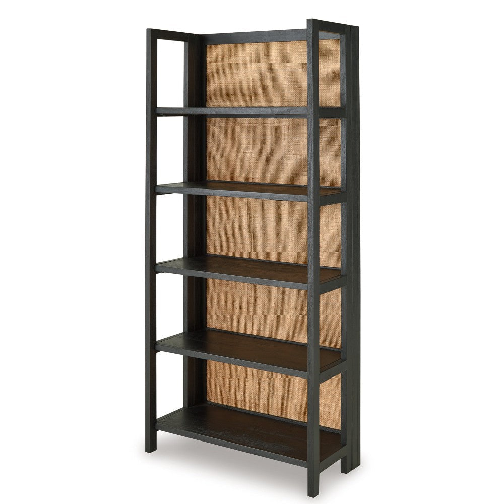 Ashley Bookcase | 70’’ | 5 Wood Storage Shelves | Black and Brown Solid Wood BM327869