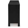 Ashley Sideboard Cabinet Console | 4 Doors Woven Cane | 70’’ Black and Brown BM327870