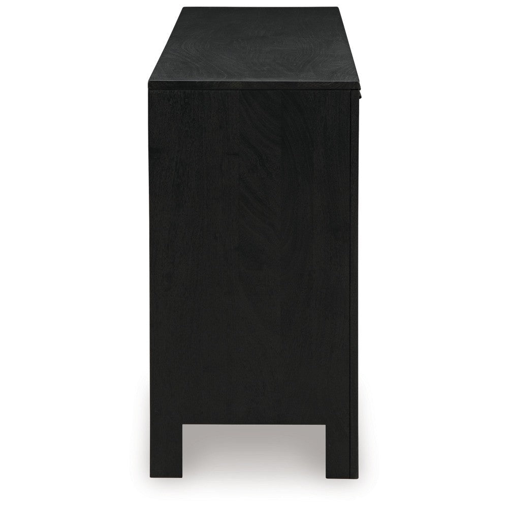 Ashley Sideboard Cabinet Console | 4 Doors Woven Cane | 70’’ Black and Brown BM327870