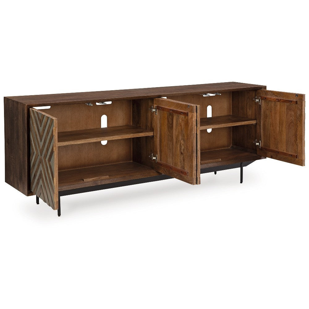 Ashley Sideboard Cabinet Console | 4 Carved Diamond Style Doors | Brown 76’’ BM327871