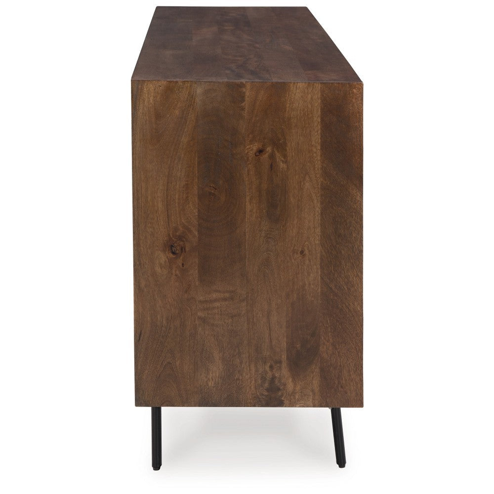 Ashley Sideboard Cabinet Console | 4 Carved Diamond Style Doors | Brown 76’’ BM327871