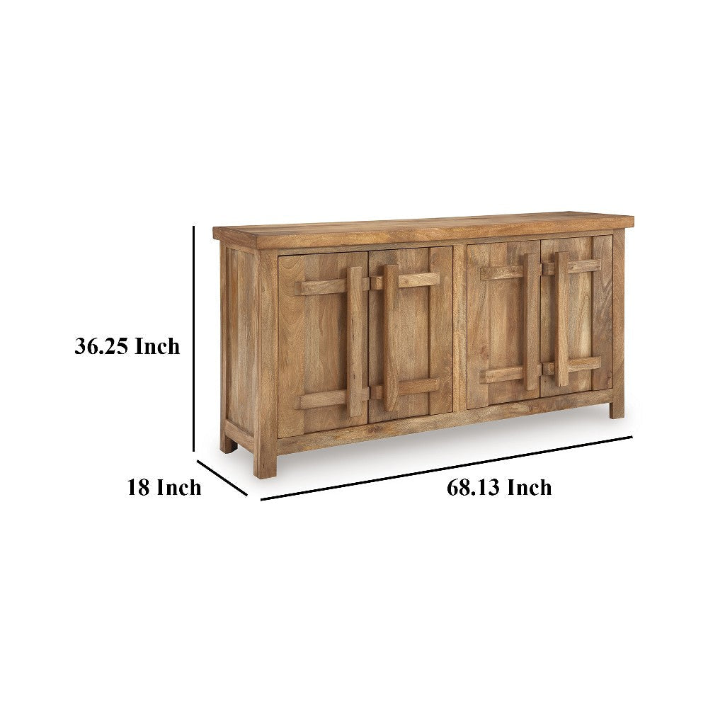 Ashley Sideboard Cabinet Console | 68’’ Craftsman Style | Brown Mango Wood BM327872