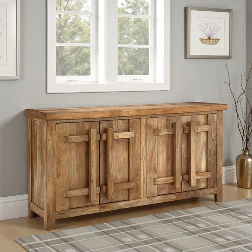 Ashley Sideboard Cabinet Console | 68" Craftsman Style | Brown Mango Wood