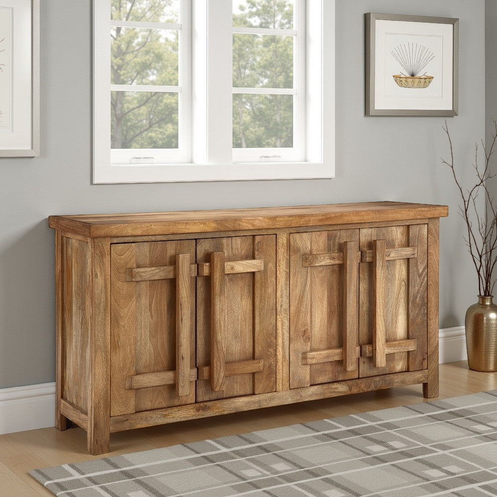 Ashley Sideboard Cabinet Console | 68" Craftsman Style | Brown Mango Wood