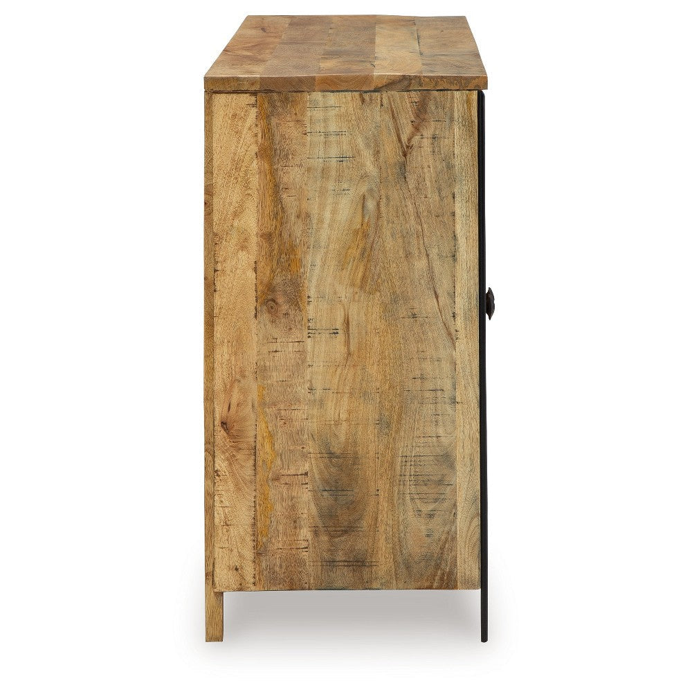 Ashley Sideboard Cabinet Console | Square Patterned Brown Mango Wood 63’’ BM327874