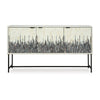 Ashley Sideboard Cabinet Console | Strip Pattern Wood | Black White 64’’ BM327875
