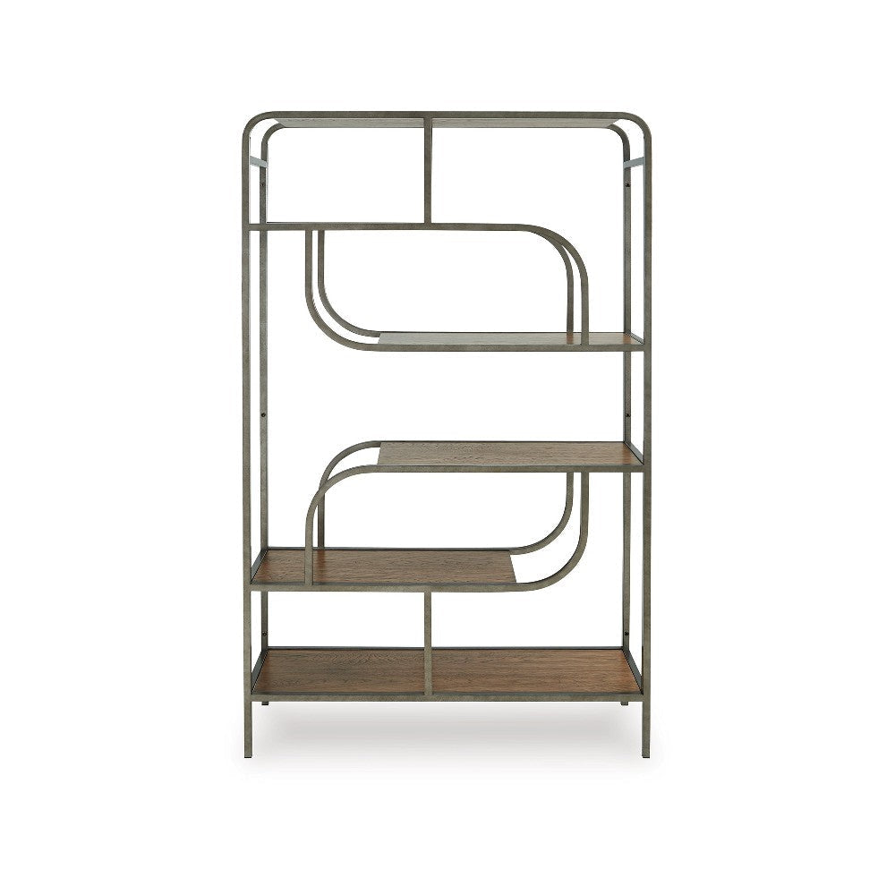 Ashley Bookcase | Modern Geometric Design | 70’’ | 5 Brown Veneer Shelves BM327877