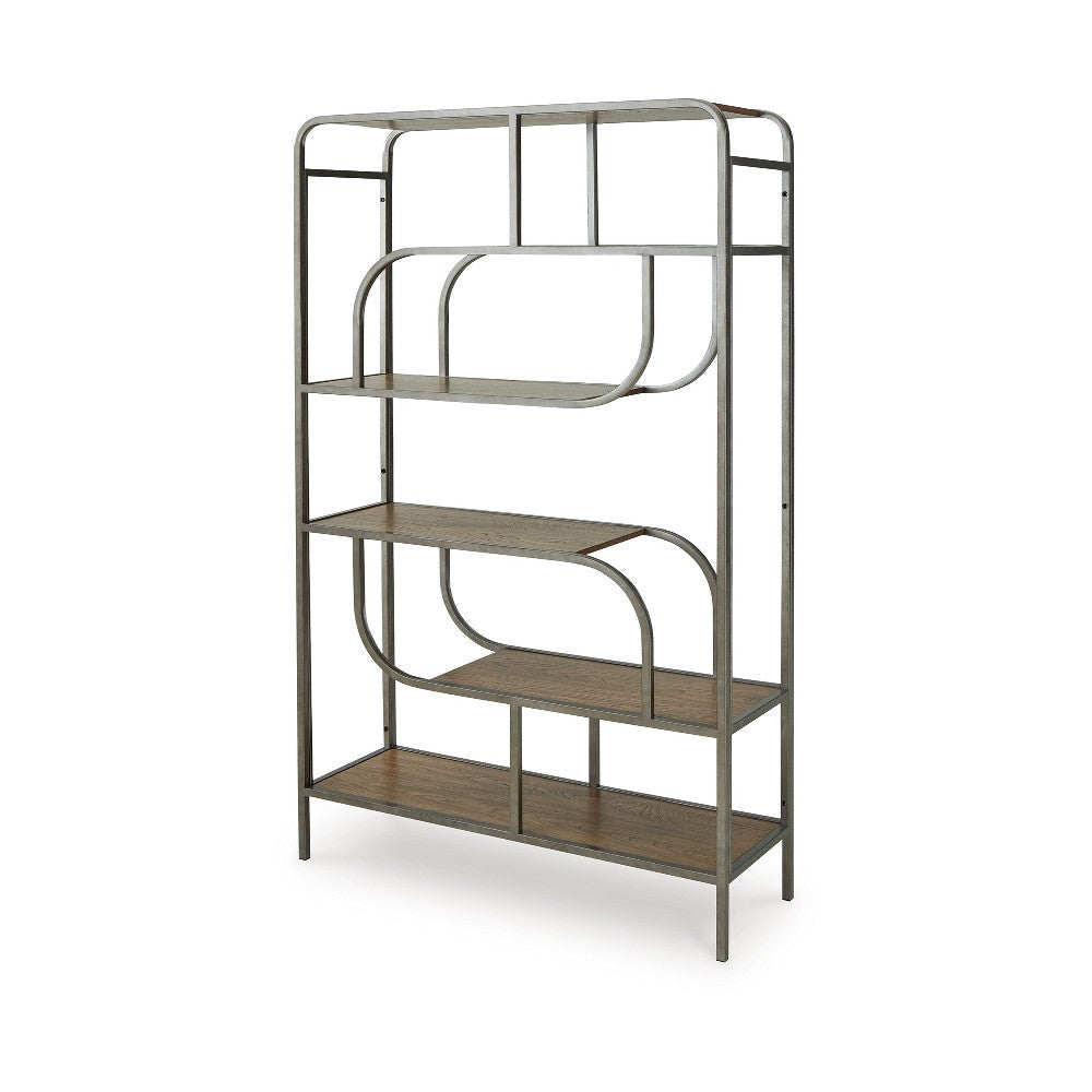 Ashley Bookcase | Modern Geometric Design | 70’’ | 5 Brown Veneer Shelves BM327877