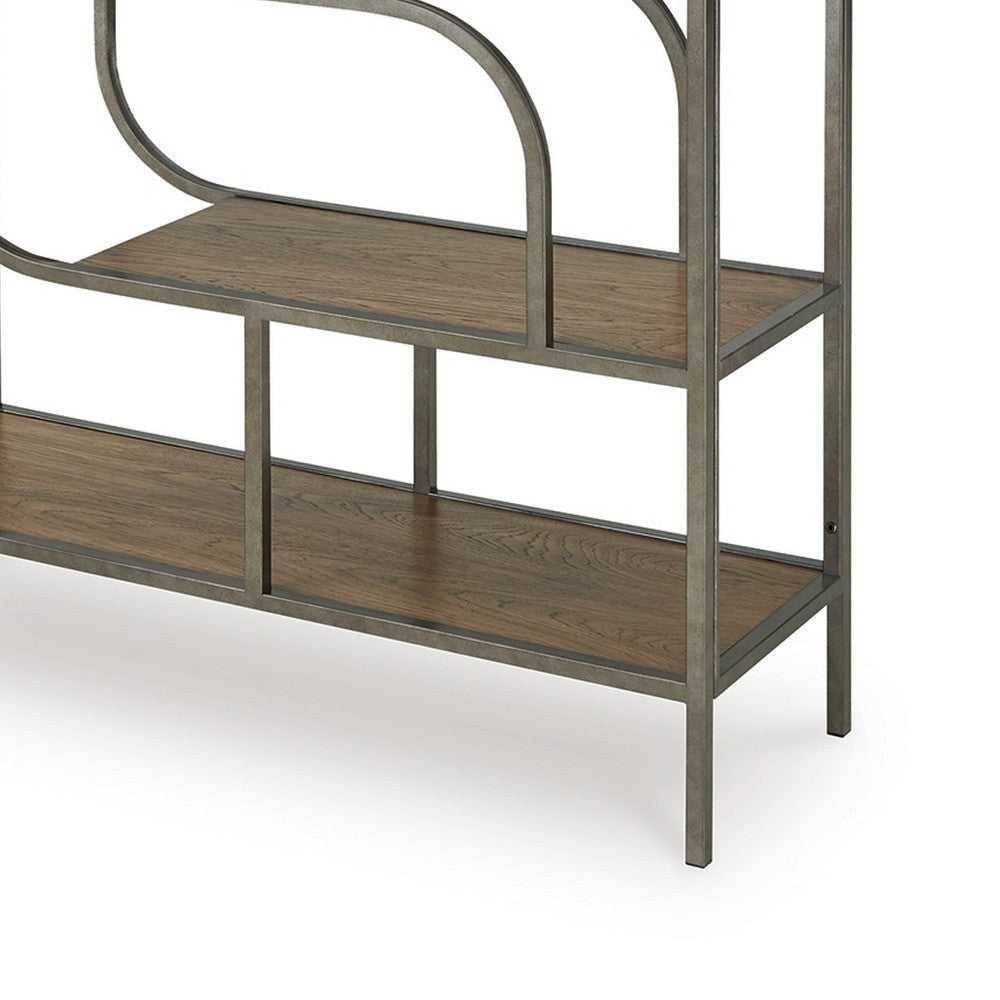 Ashley Bookcase | Modern Geometric Design | 70’’ | 5 Brown Veneer Shelves BM327877