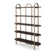 Ashley Bookcase | 5 Ash Veneer Storage Shelves | 72’’ | Retro Gold Metal Frame BM327878