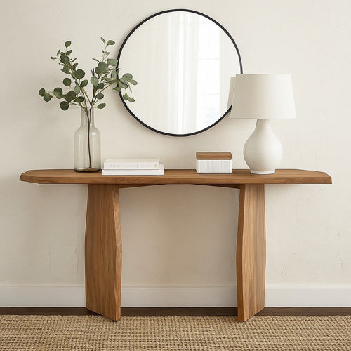 Ashley Console Sofa Table | Acacia Wood Irregular Tabletop | Brown 64"