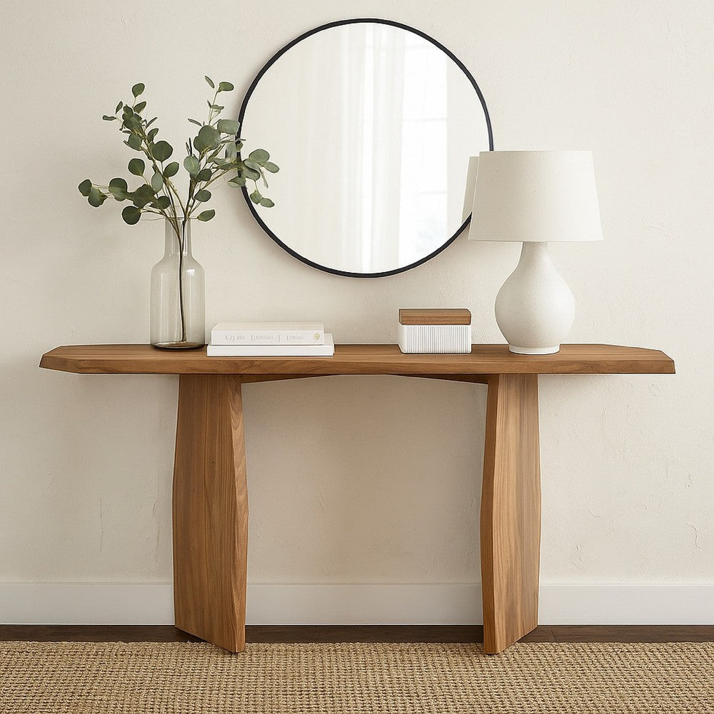 Ashley Console Sofa Table | Acacia Wood Irregular Tabletop | Brown 64"