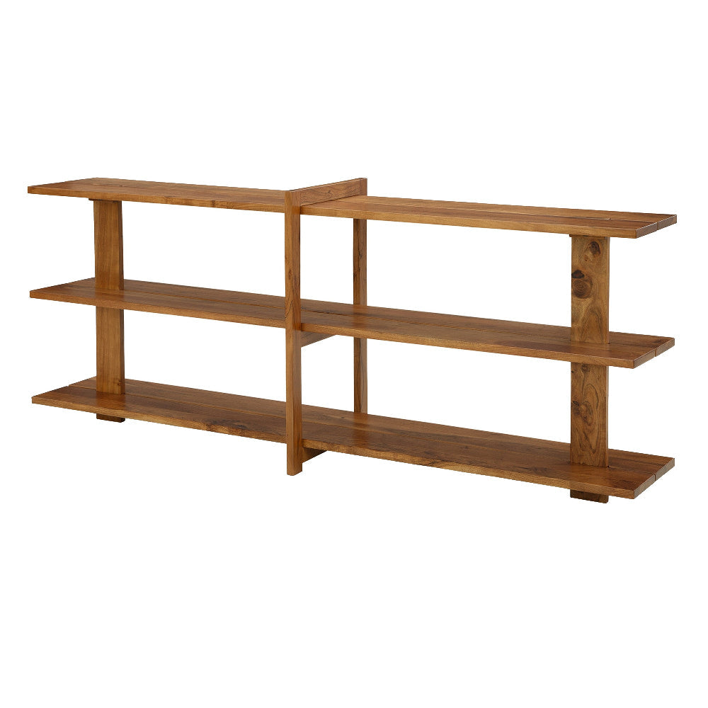 Ashley Console Sofa Table | 3 Open Shelves | Brown 78’’ Solid Acacia Wood BM327880