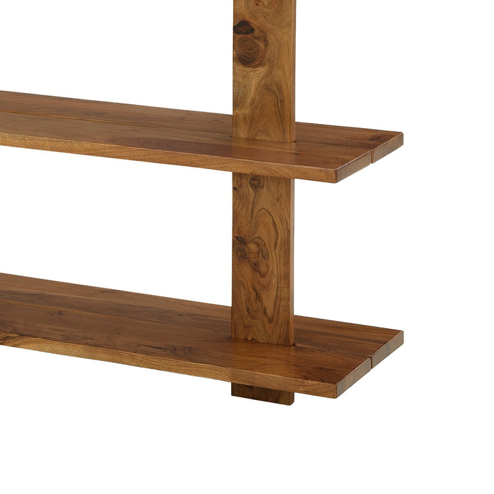 Ashley Console Sofa Table | 3 Open Shelves | Brown 78’’ Solid Acacia Wood BM327880