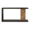Ashley Console Sofa Table | Solid Wood C Shape w Shelf | Black Brown 58’’ BM327881
