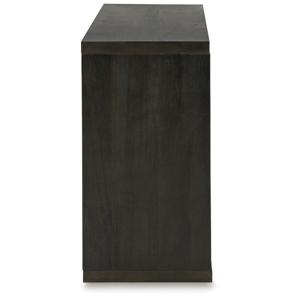 Ashley Console Sofa Table | Solid Wood C Shape w Shelf | Black Brown 58’’ BM327881