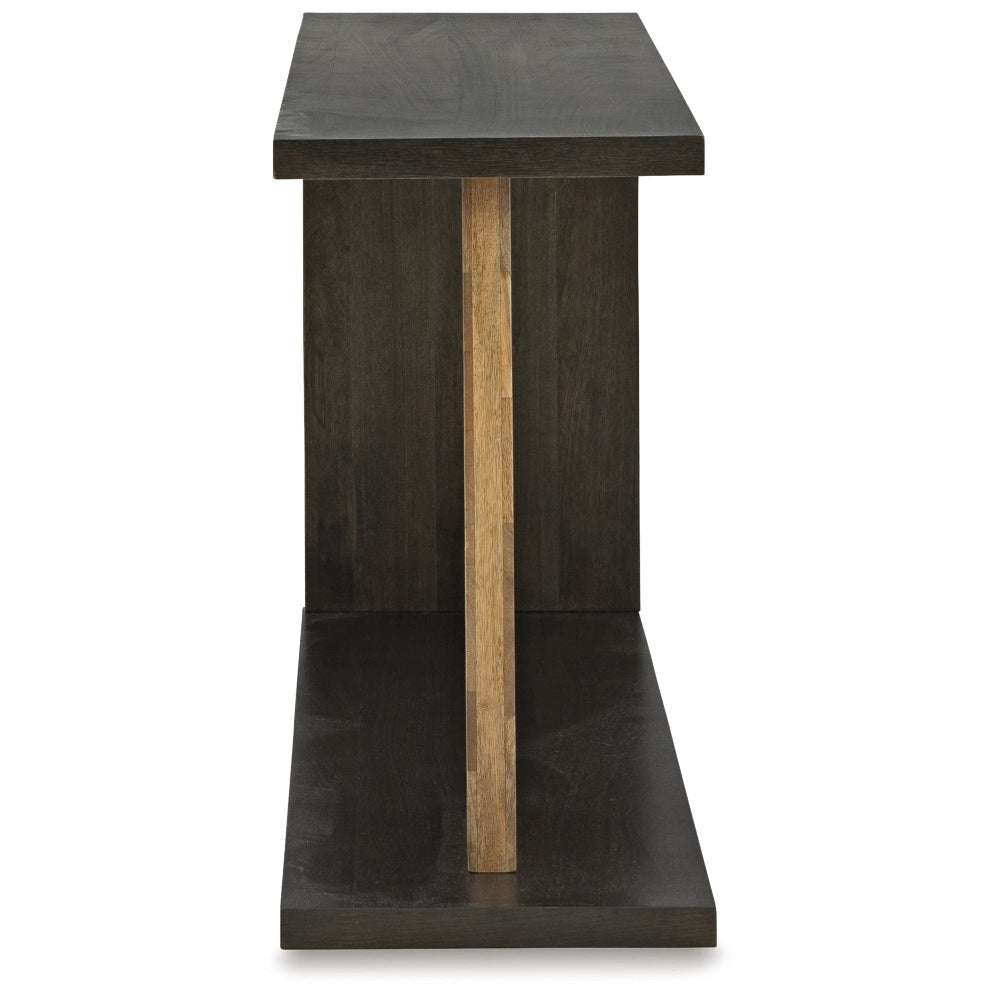 Ashley Console Sofa Table | Solid Wood C Shape w Shelf | Black Brown 58’’ BM327881