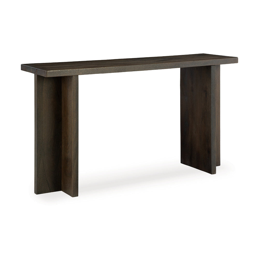 Ashley Console Sofa Table | Solid Wood T Shaped Legs | Dark Brown 53"